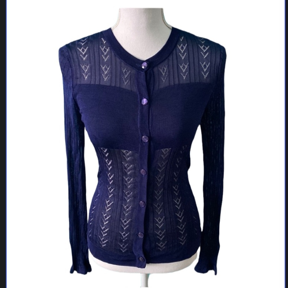 🥭 (4 for $15) IDI By Mathew Blue Cardigan - Picture 1 of 9